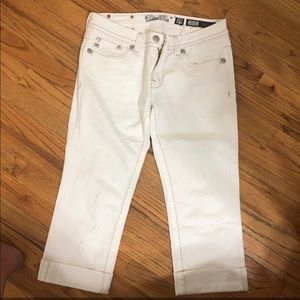 Miss me white cuffed capris